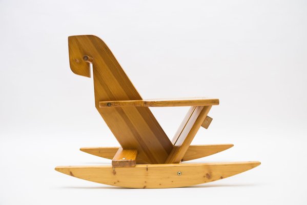 Scandinavian Pine Rocking Horse, 1960s-KQB-880730