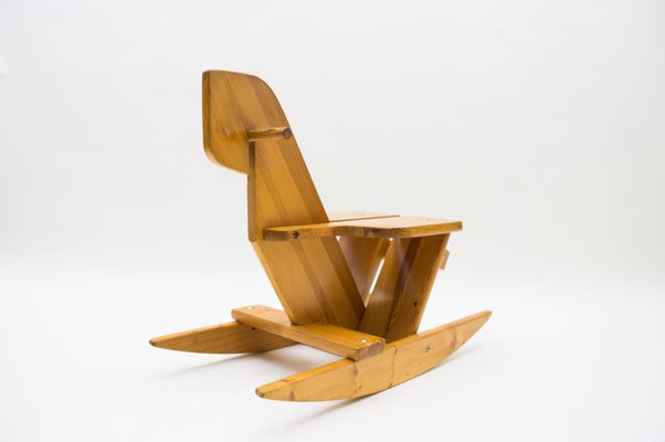 Scandinavian Pine Rocking Horse, 1960s-KQB-880730