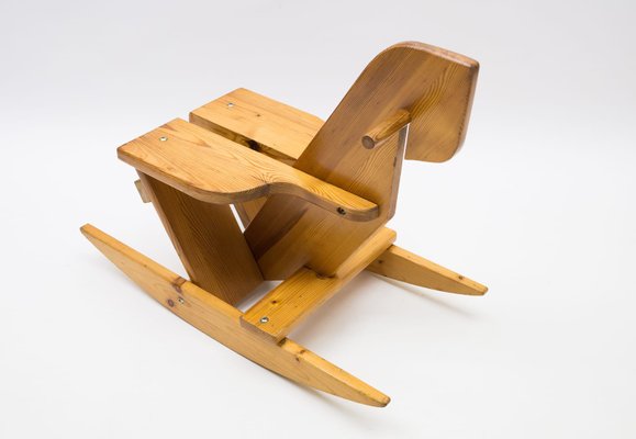 Scandinavian Pine Rocking Horse, 1960s-KQB-880730