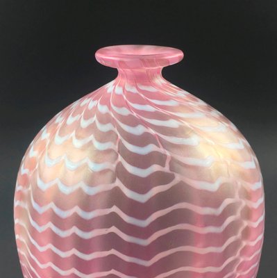 Scandinavian Pink and White Glass Vase by Bertil Vallien for Kosta Boda, 1980s-BMM-2032282