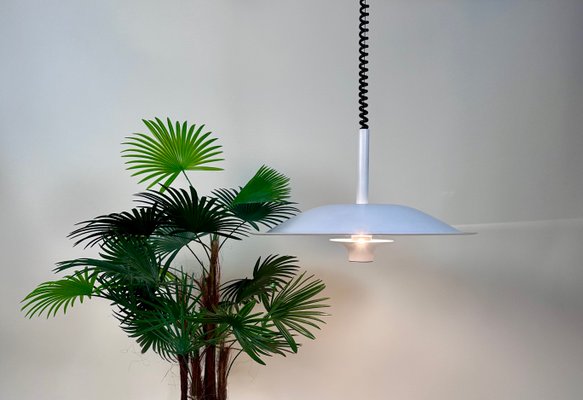 Scandinavian Postmodern Height-Adjustable Aluminium Halogen Hanging Lamp, 1980s-JP-1793176