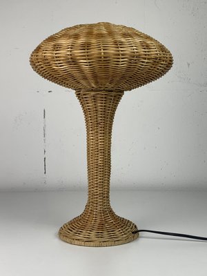 Scandinavian Rattan Wicker Mushroom Table Lamp, 1970s-BHG-2036114