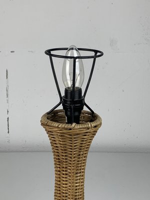 Scandinavian Rattan Wicker Mushroom Table Lamp, 1970s-BHG-2036114