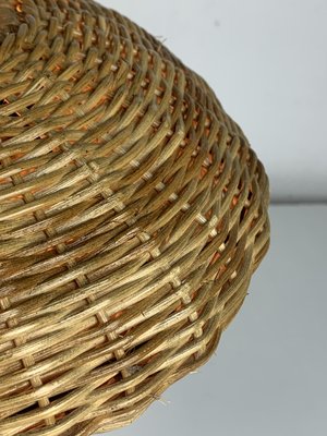 Scandinavian Rattan Wicker Mushroom Table Lamp, 1970s-BHG-2036114