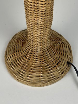 Scandinavian Rattan Wicker Mushroom Table Lamp, 1970s-BHG-2036114