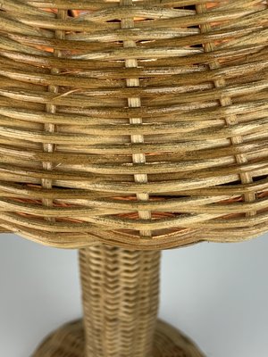 Scandinavian Rattan Wicker Mushroom Table Lamp, 1970s-BHG-2036114