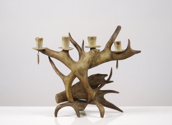 Scandinavian Reindeer Wooden Candlestick-DQG-1763042