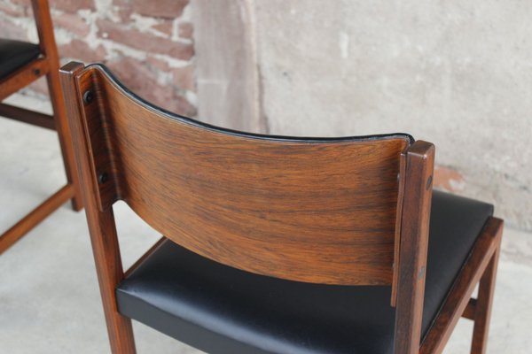 Scandinavian Rosewood and Skai Chairs, Denmark, 1950s, Set of 4-WEQ-1150717