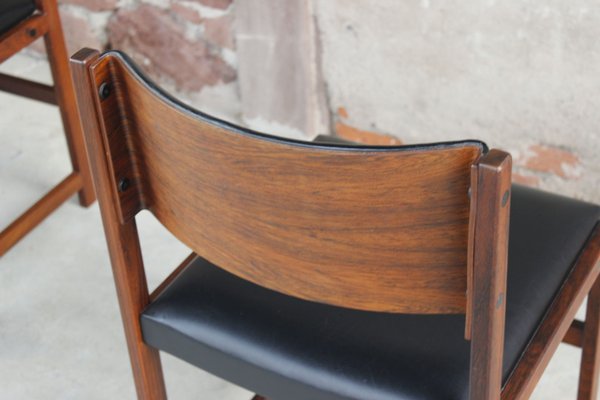 Scandinavian Rosewood and Skai Chairs, Denmark, 1950s, Set of 4-WEQ-1150717