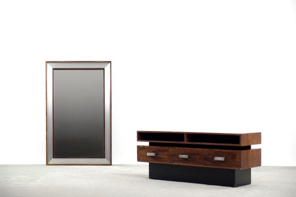 Scandinavian Rosewood Dressing Table with Oblong Mirror, 1970s, Set of 2-ZAA-1067652