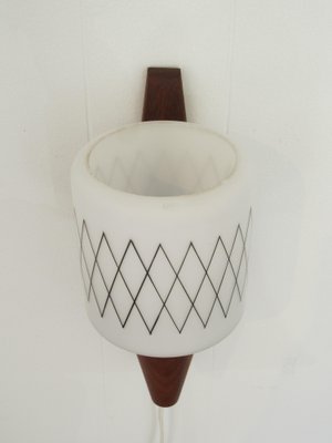 Scandinavian Sconce in Teak and Opaline Glass-YDZ-1288929