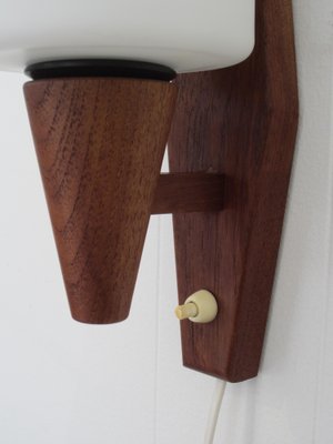 Scandinavian Sconce in Teak and Opaline Glass-YDZ-1288929