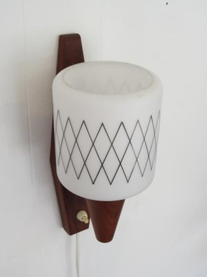 Scandinavian Sconce in Teak and Opaline Glass-YDZ-1288929