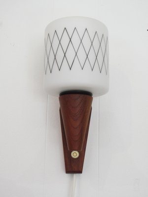 Scandinavian Sconce in Teak and Opaline Glass-YDZ-1288929