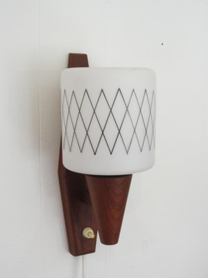 Scandinavian Sconce in Teak and Opaline Glass-YDZ-1288929