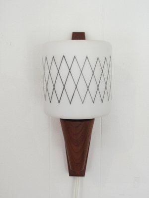 Scandinavian Sconce in Teak and Opaline Glass-YDZ-1288929