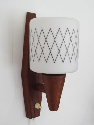 Scandinavian Sconce in Teak and Opaline Glass-YDZ-1288929