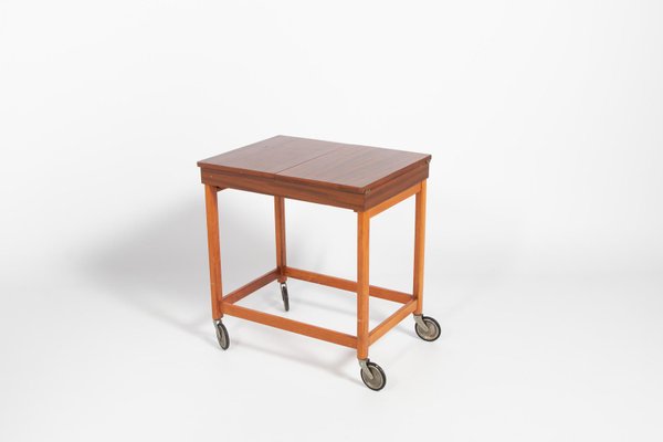 Scandinavian Side Table on Wheels, 1960s-KMC-876426