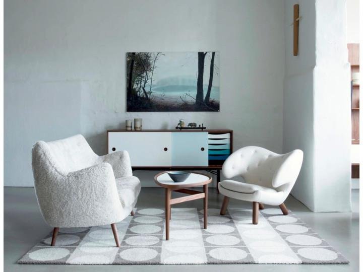 Scandinavian Sideboard F1 in Walnut with Blues Doors and Drawers