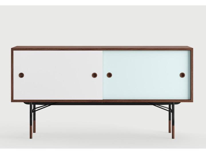 Scandinavian Sideboard F1 in Walnut with Blues Doors and Drawers