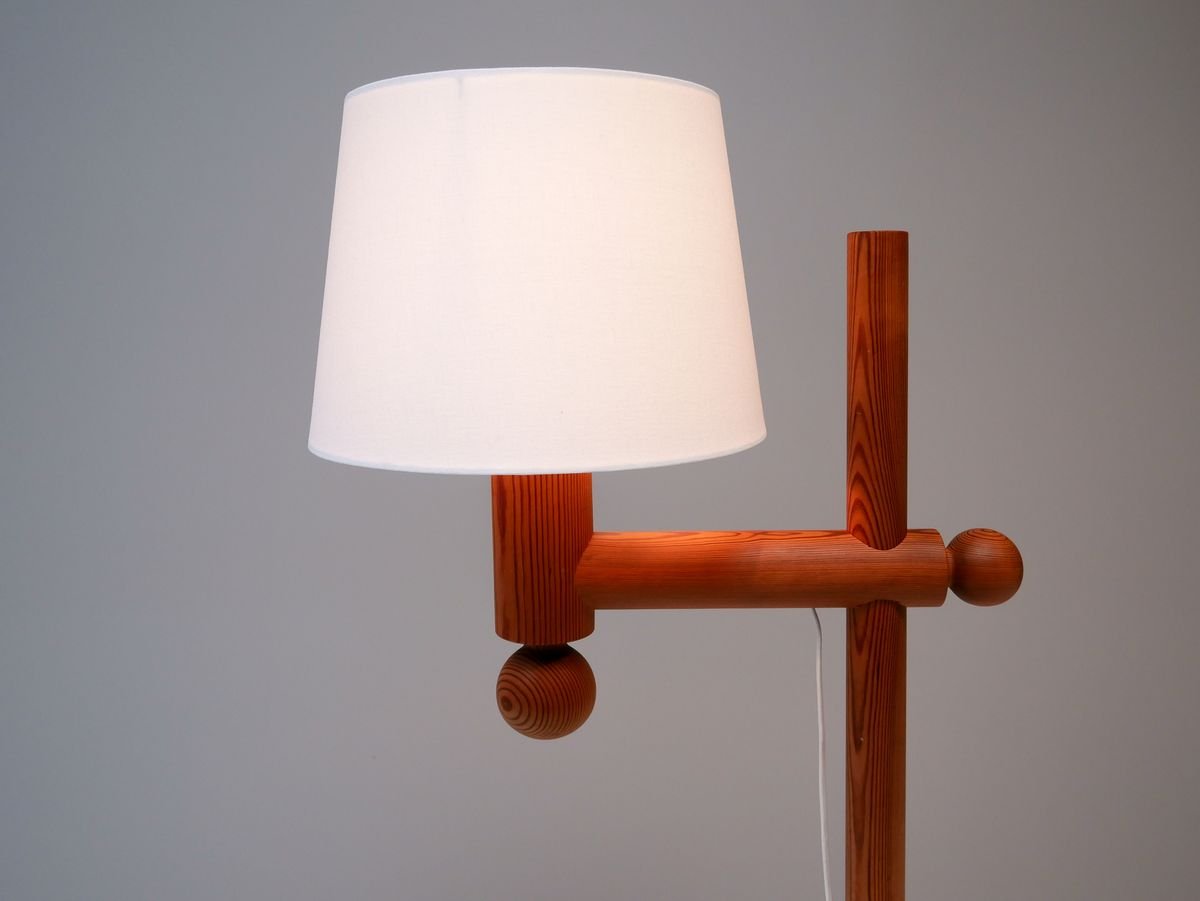 Scandinavian Solid Pine Pinus Floor Lamp by Uno & Östen Kristiansson for Luxus, 1970s