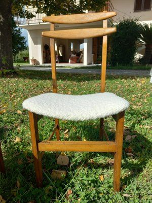 Scandinavian Style Chairs in Light Oak and Bouclé Fabric attributed to Amma Studio, 1960s, Set of 4-EBW-2024797