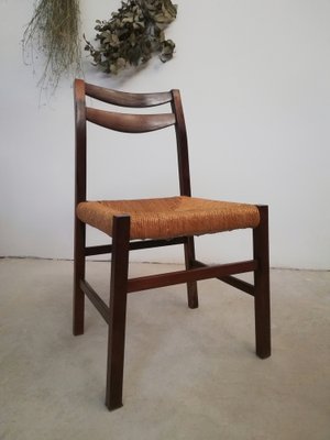 Scandinavian Style Rosewood and Straw Chairs, Set of 4-UIW-1291763