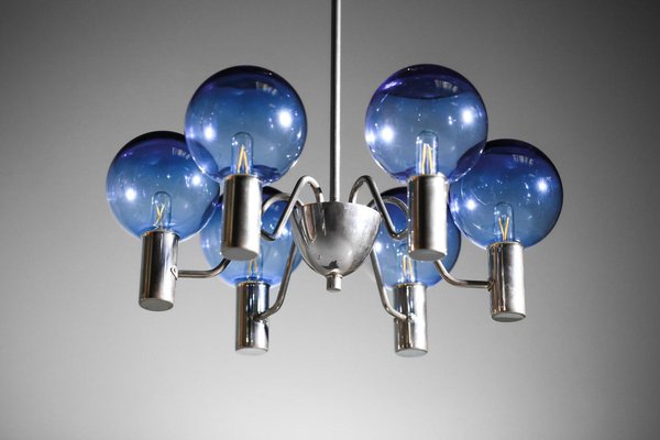 Scandinavian Swedish Blue Chrome Patricia Chandelier attributed to Hans Agne Jakobsson, 1960s-YU-1800681