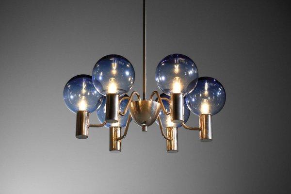 Scandinavian Swedish Blue Chrome Patricia Chandelier attributed to Hans Agne Jakobsson, 1960s-YU-1800681