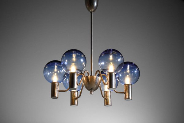 Scandinavian Swedish Blue Chrome Patricia Chandelier attributed to Hans Agne Jakobsson, 1960s-YU-1800681