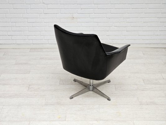 Scandinavian Swivel Chair in Artificial Leather with Cast Aluminum Base, 1950s-TMW-2023398