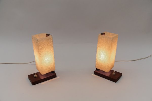 Scandinavian Table Lamps in Teak and Acrylic Granulate, 1960s, Set of 2-KQB-1765247