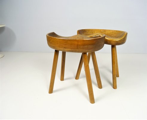 Scandinavian Tan Stools, 1960s, Set of 2-FPY-1417276