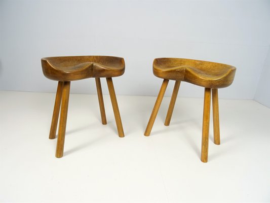 Scandinavian Tan Stools, 1960s, Set of 2-FPY-1417276