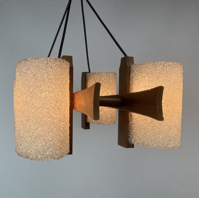 Scandinavian Teak and Acrylic Granite Hanging Lamp, 1960s-WZZ-1385491