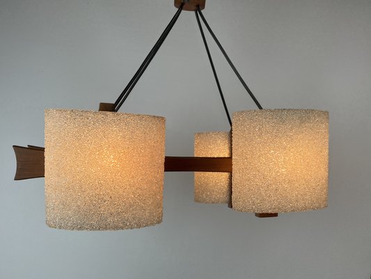 Scandinavian Teak and Acrylic Granite Hanging Lamp, 1960s-WZZ-1385491