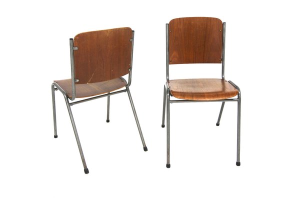 Scandinavian Teak and Metal Chairs, Sweden, 1960s, Set of 2-GEK-1749534