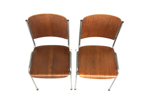 Scandinavian Teak and Metal Chairs, Sweden, 1960s, Set of 2-GEK-1749534