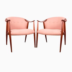 Scandinavian Teak Armchairs and Tyrol Model Fabric by Gerhard Berg for Westnofa, 1960s, Set of 2-EMB-1758757