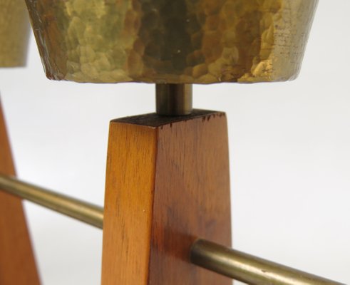 Scandinavian Teak & Brass 5-Fold Candleholder, 1960s-EY-1279827