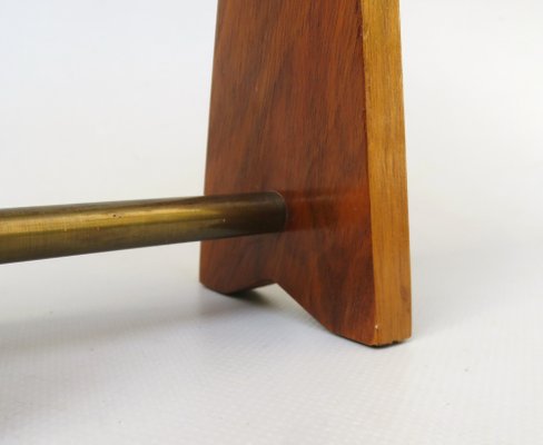 Scandinavian Teak & Brass 5-Fold Candleholder, 1960s-EY-1279827