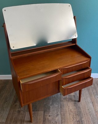 Scandinavian Teak Dressing Table with Swivel Mirror, 1960s-TEB-716206