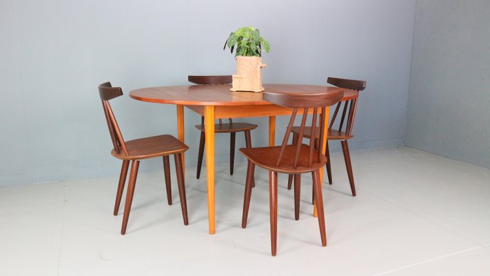 Scandinavian Teak Extendable Round Dinning Table, Denmark, 1960-DT-2026313