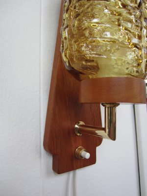 Scandinavian Teak & Glass Sconce, 1960s-YDZ-870419