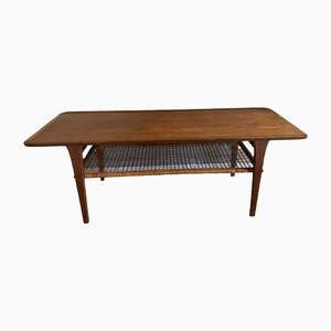 Scandinavian Teak & Wicker Coffee Table-TEP-1288685