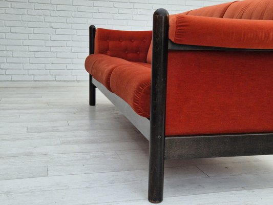 Scandinavian Three-Seater Sofa in Velour and Oak, 1980s-TMW-1820972