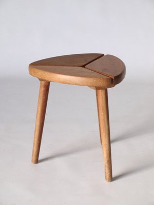 Scandinavian Tripod Pinewood and Beech Stool, 1950s-MB-570012