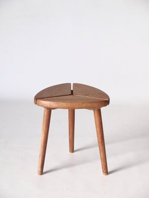 Scandinavian Tripod Pinewood and Beech Stool, 1950s-MB-570012