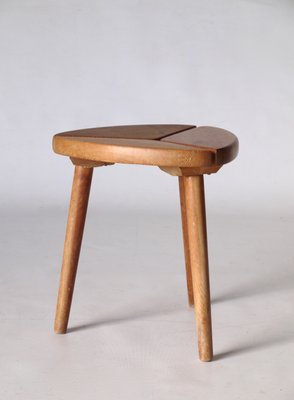 Scandinavian Tripod Pinewood and Beech Stool, 1950s-MB-570012