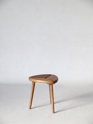 Scandinavian Tripod Pinewood and Beech Stool, 1950s-MB-570012